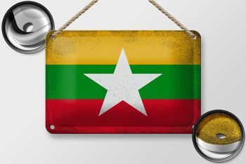 Drapeau en étain du Myanmar, 18x12cm, drapeau du Myanmar, décoration Vintage 2