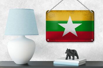 Drapeau en étain du Myanmar, 18x12cm, drapeau du Myanmar, décoration Vintage 4