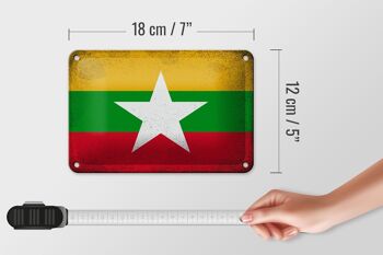 Drapeau en étain du Myanmar, 18x12cm, drapeau du Myanmar, décoration Vintage 5