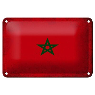 Cartel de chapa con bandera de Marruecos, 18x12cm, bandera de Marruecos, decoración Vintage
