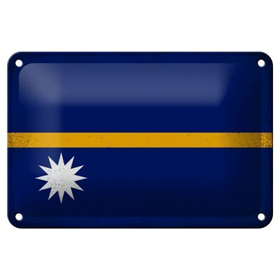 Targa in metallo Bandiera Nauru 18x12 cm Bandiera di Nauru Decorazione vintage