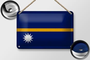 Drapeau en étain de Nauru, 18x12cm, drapeau de Nauru, décoration Vintage 2