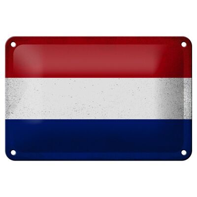 Targa in metallo Bandiera Paesi Bassi 18x12 cm Decorazione vintage olandese