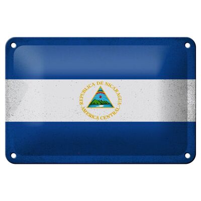 Cartel de chapa Bandera de Nicaragua 18x12cm Bandera de Nicaragua Decoración Vintage