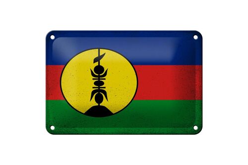 Blechschild Flagge Neukaledonien 18x12cm Flag Vintage Dekoration