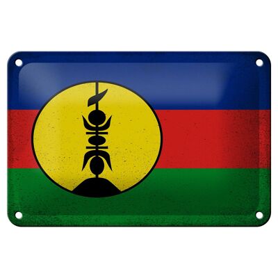 Cartel de chapa con bandera de Nueva Caledonia, 18x12cm, decoración Vintage