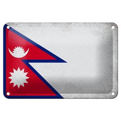Blechschild Flagge Nepal 18x12cm Flag of Nepal Vintage Dekoration