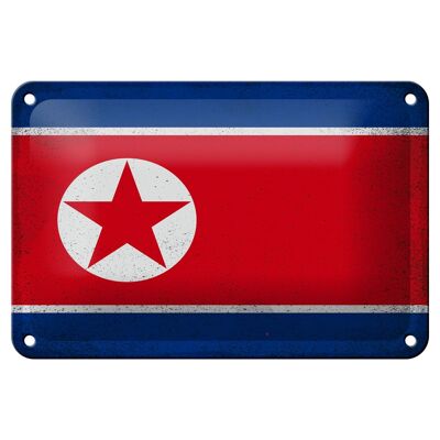 Targa in metallo Bandiera Corea del Nord 18x12 cm Decorazione vintage Corea del Nord