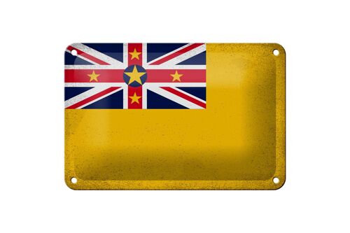 Blechschild Flagge Niue 18x12cm Flag of Niue Vintage Dekoration