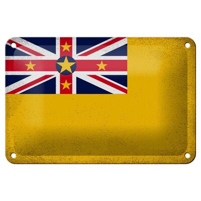 Drapeau en étain de Niue, 18x12cm, drapeau de Niue, décoration Vintage