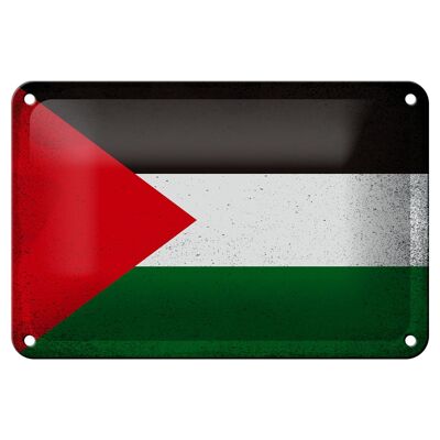 Cartel de hojalata Bandera de Palestina, 18x12cm, bandera de Palestina, decoración Vintage