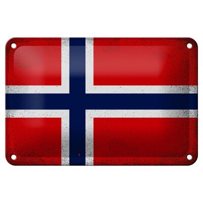 Targa in metallo Bandiera Norvegia 18x12 cm Bandiera Norvegia Decorazione vintage