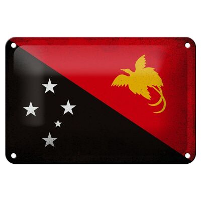Cartel de chapa con bandera de Papua Nueva Guinea, decoración Vintage de 18x12cm