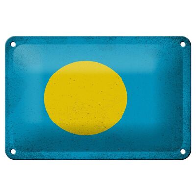 Cartel de chapa con bandera de Palau, 18x12cm, bandera de Palau, decoración Vintage