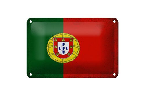 Blechschild Flagge Portugal 18x12cm Flag Portugal Vintage Dekoration