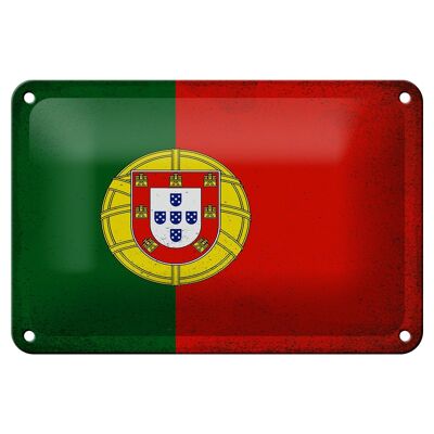 Targa in metallo Bandiera Portogallo 18x12 cm Bandiera Portogallo Decorazione vintage