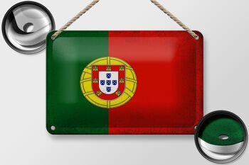 Drapeau du Portugal en étain, 18x12cm, décoration Vintage du Portugal 2