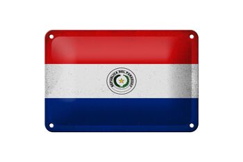 Drapeau du Paraguay en étain, 18x12cm, décoration Vintage du Paraguay 1