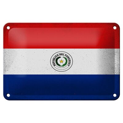 Blechschild Flagge Paraguay 18x12cm Flag Paraguay Vintage Dekoration