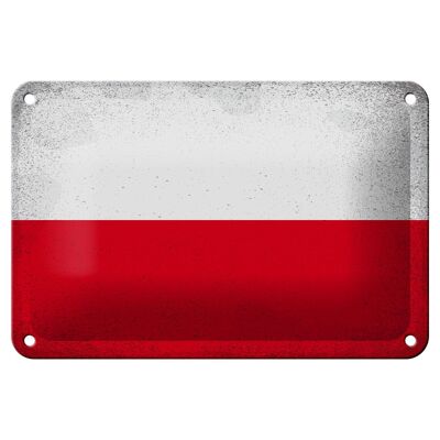 Cartel de chapa con bandera de Polonia, 18x12cm, bandera de Polonia, decoración Vintage