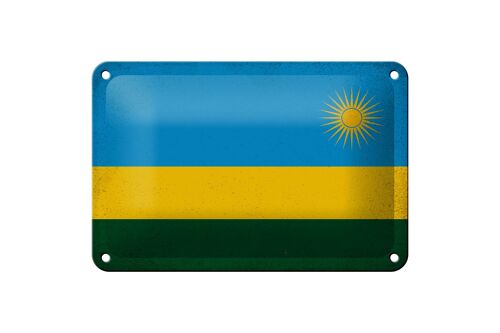 Blechschild Flagge Ruanda 18x12cm Flag of Rwanda Vintage Dekoration