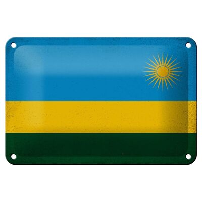 Blechschild Flagge Ruanda 18x12cm Flag of Rwanda Vintage Dekoration
