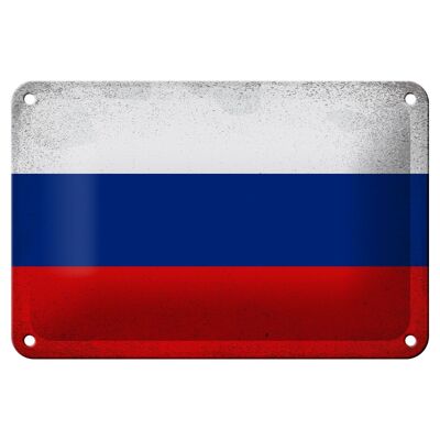 Targa in metallo Bandiera Russia 18x12 cm Bandiera della Russia Decorazione vintage