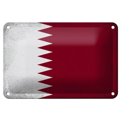 Blechschild Flagge Katar 18x12cm Flag of Qatar Vintage Dekoration