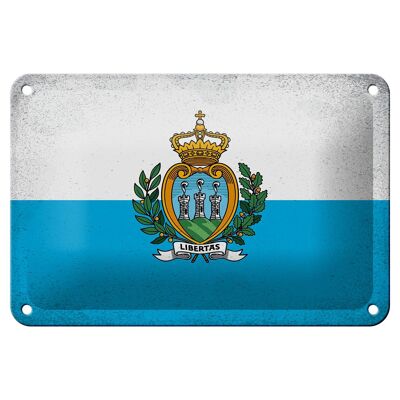 Cartel de chapa con bandera de San Marino, 18x12cm, decoración Vintage de San Marino