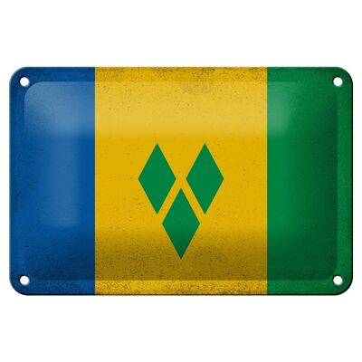 Blechschild Flagge Saint Vincent Grenadinen 18x12cm Vintage Dekoration