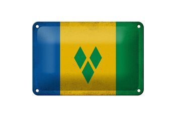 Drapeau en étain de Saint-Vincent Grenadines, 18x12cm, décoration Vintage 1