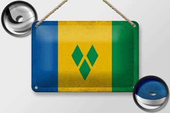 Drapeau en étain de Saint-Vincent Grenadines, 18x12cm, décoration Vintage 2