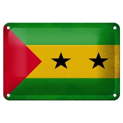 Blechschild Flagge São Tomé und Príncipe 18x12cm Vintage Dekoration
