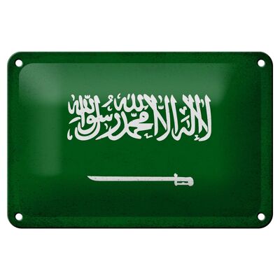 Drapeau en étain pour l'arabie saoudite, 18x12cm, décoration Vintage