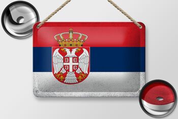 Drapeau en étain de la serbie, 18x12cm, drapeau de la serbie, décoration Vintage 2