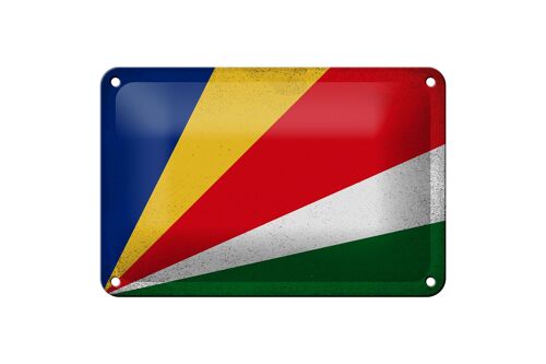 Blechschild Flagge Seychellen 18x12cm Seychelles Vintage Dekoration