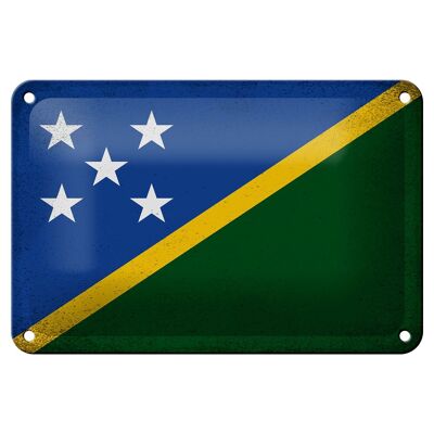 Targa in metallo Bandiera Isole Salomone 18x12 cm Decorazione vintage Isole Salomone