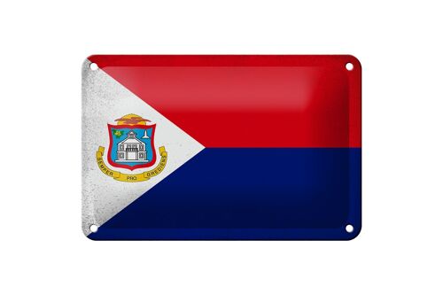 Blechschild Flagge Sint Maarten 18x12cm Flag Vintage Dekoration