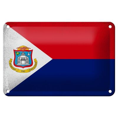 Targa in metallo bandiera Sint Maarten 18x12 cm bandiera decorazione vintage