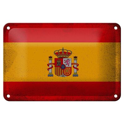 Cartel de chapa con bandera de España, 18x12cm, bandera de España, decoración Vintage