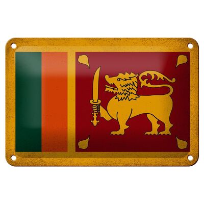 Targa in metallo Bandiera Sri Lanka 18x12 cm Bandiera Sri Lanka Decorazione vintage
