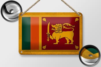 Drapeau en étain du Sri Lanka, 18x12cm, décoration Vintage du Sri Lanka 2