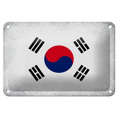 Targa in metallo Bandiera Corea del Sud 18x12 cm Decorazione vintage Corea del Sud