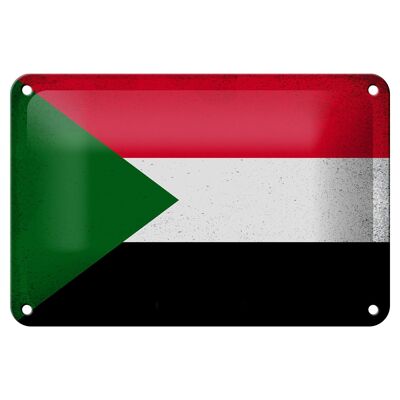 Cartel de chapa con bandera de Sudán, 18x12cm, bandera de Sudán, decoración Vintage