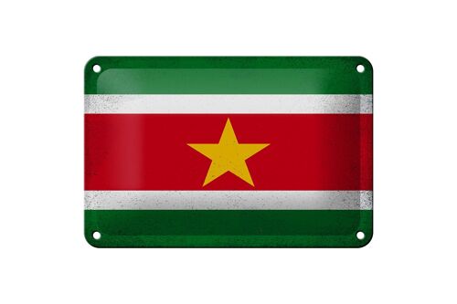 Blechschild Flagge Suriname 18x12cm Flag Suriname Vintage Dekoration