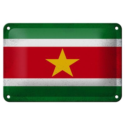 Drapeau en étain du Suriname, 18x12cm, décoration Vintage du Suriname