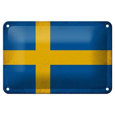 Targa in metallo Bandiera Svezia 18x12 cm Bandiera della Svezia Decorazione vintage