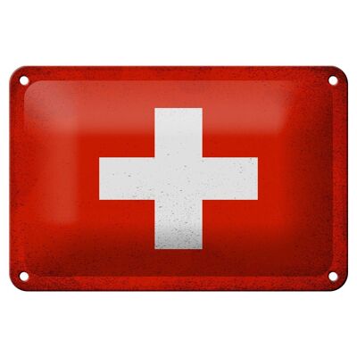 Targa in metallo Bandiera Svizzera 18x12 cm Bandiera Svizzera Decorazione vintage