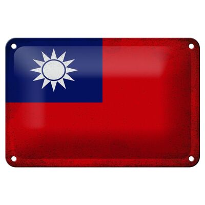 Blechschild Flagge China 18x12cm Flag of Taiwan Vintage Dekoration