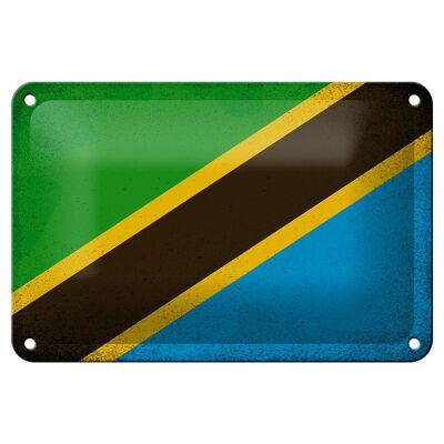 Targa in metallo Bandiera Tanzania 18x12 cm Bandiera Tanzania Decorazione vintage